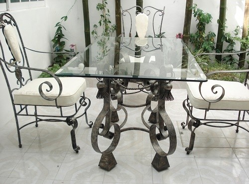 Garden table set of wrought iron furniture