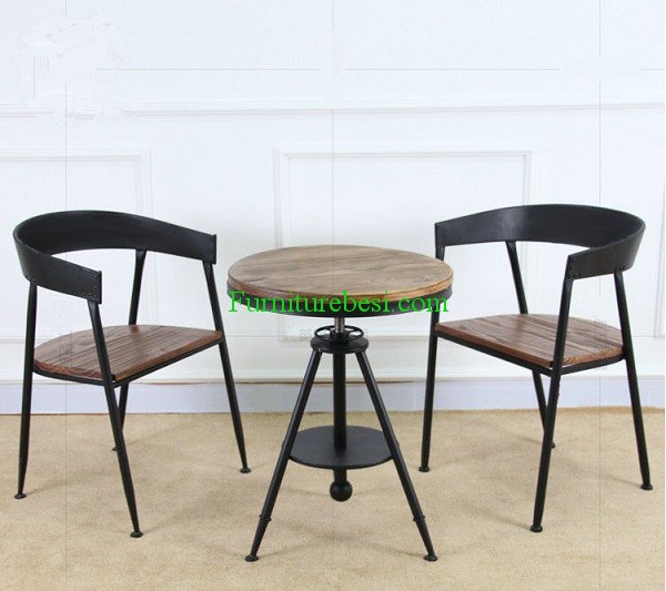 Vintage Iron Frame Cafe Chair Table Set